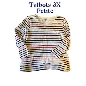 Talbots like new striped top with button accent sleeves, size 3X petite